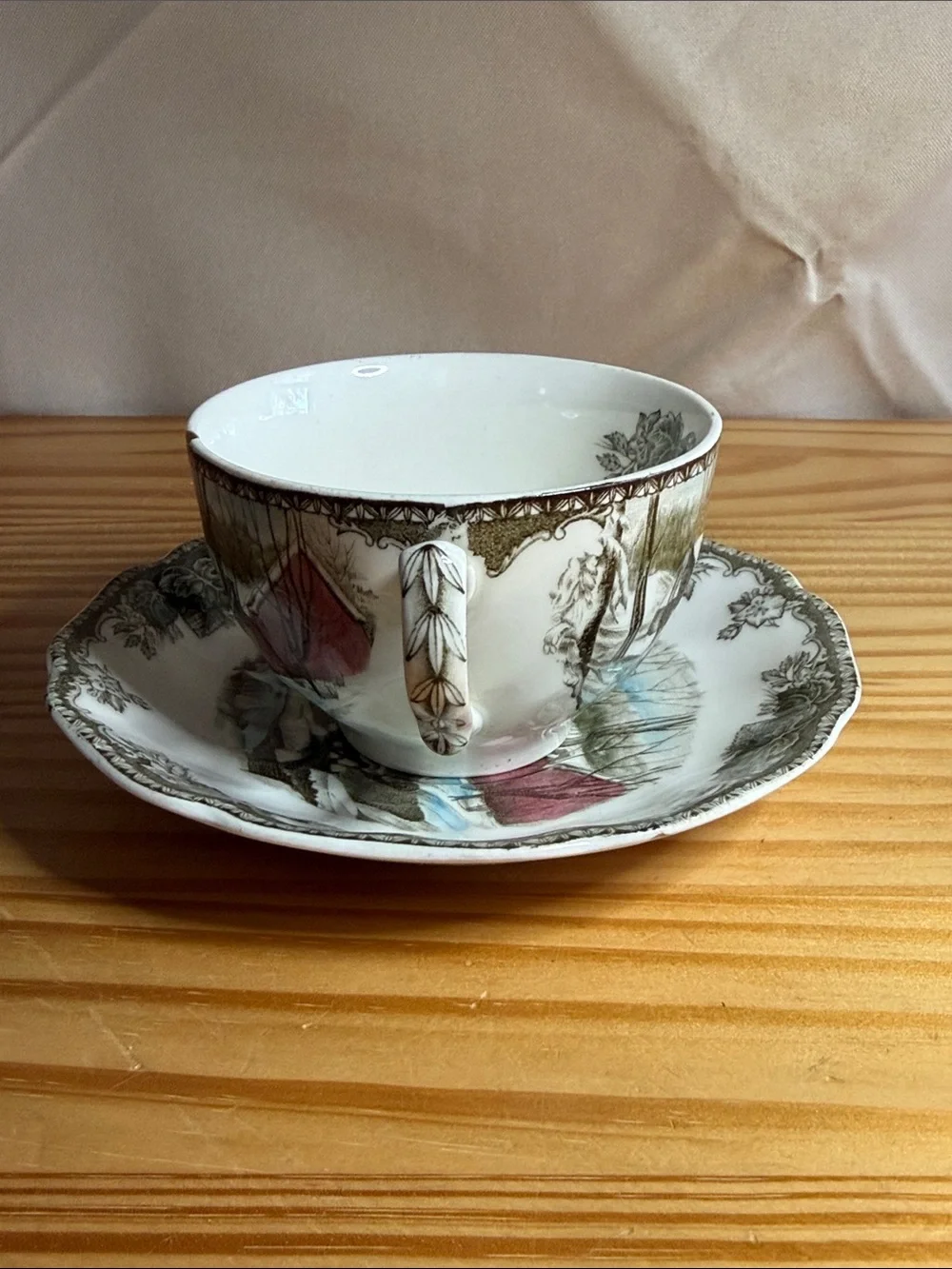 Vintage Johnson Brothers Chipped Teacup & Saucer for Crafts